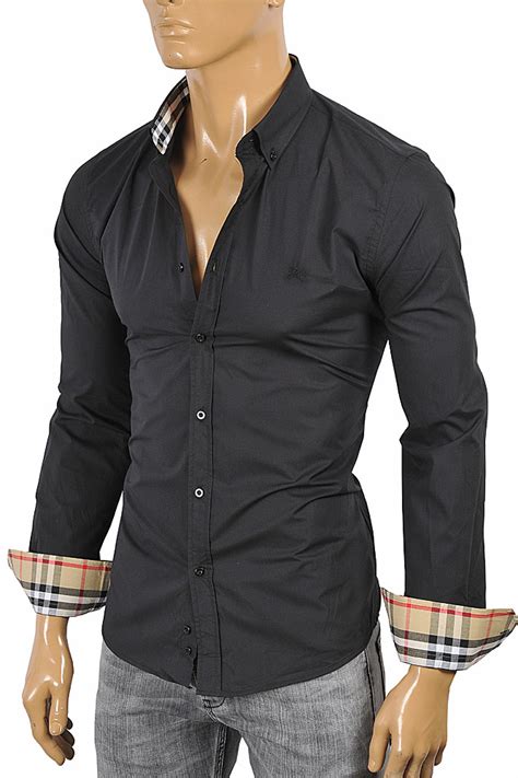 mens burberry shirt black|designer shirt Burberry for men.